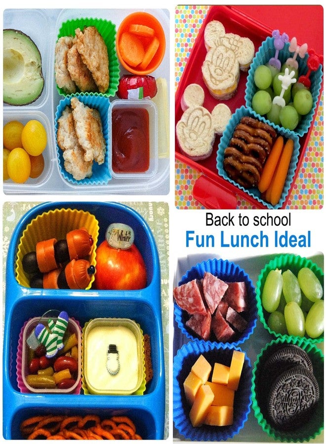 XANGNIER 40 Pcs Silicone Lunch Box Dividers,Reusable Lunch Bento Box Accessories for Kids,Lunchbox Supplies Accessories,Back to School Lunch Essentials,Silicone Cupcake Liners,Muffin Cups - Image 2